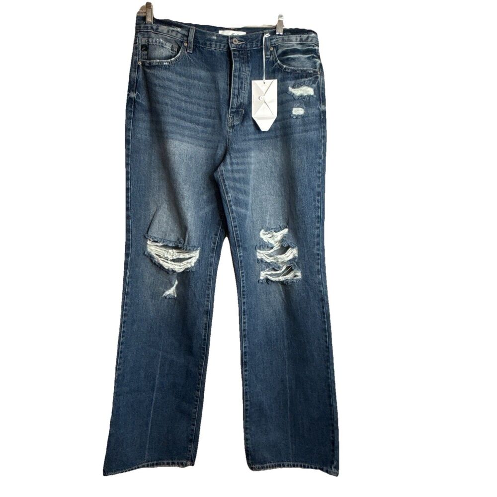 Kancan Flare Jeans Women’s  15/31 high rise Stretchy Wide Leg distressed NEW